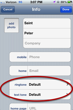 Alege rington pentru fiecare contact